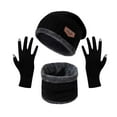 thumbnail image 1 of SGFCWSX Men's Winter Three Piece Hat Set,Casual Touchscreen Gloves Fluffy Plush Thick Hat Black Free Size, 1 of 4