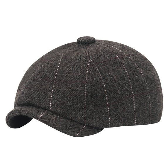 SGFCWSX Men's Wool Blend Cap,Casual Outdoor Wool Comfortable Octagonal Newsboy Brown M