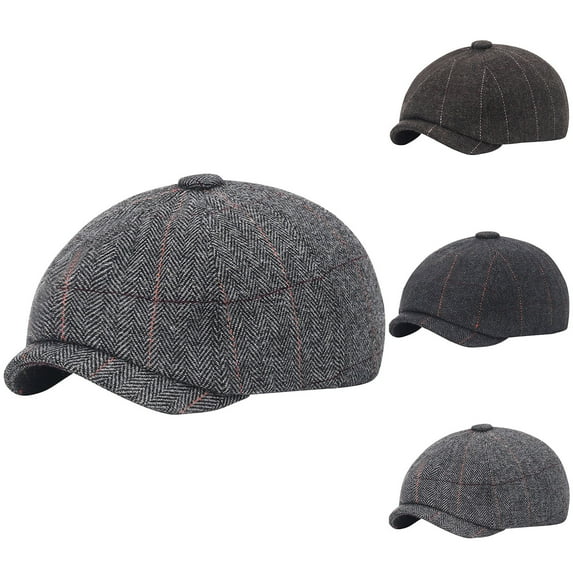 SGFCWSX Men's Wool Blend Cap,Comfortable Casual Outdoor Wool Octagonal Newsboy Gray M