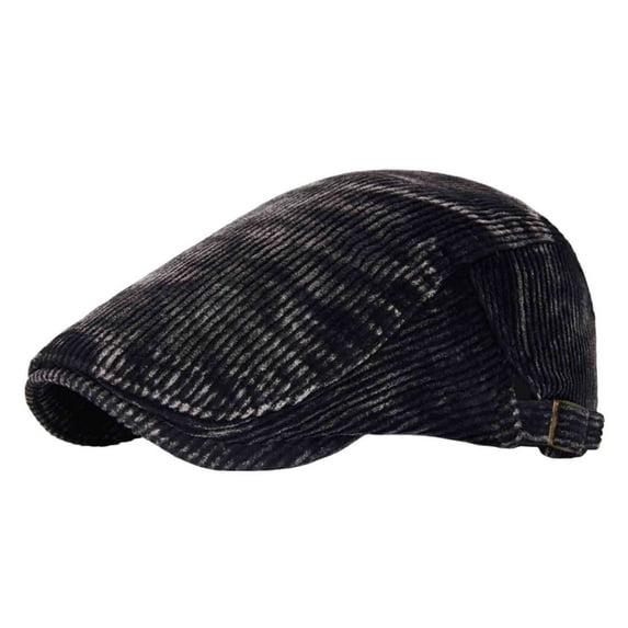SGFCWSX Men's Wool Blend Cap,Solid-Color Corduroy Comfortable Causal Beret Hat Black Free Size