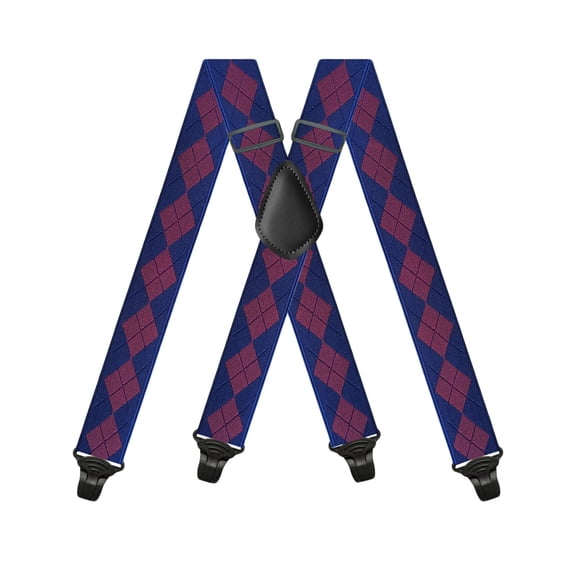 SGFCWSX Men's X-Back Suspenders, 4-Clip Adjustable Elastic Casual Formal Navy