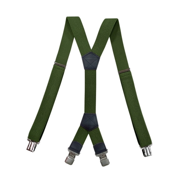SGFCWSX Men's X-Back Suspenders, 4-Clip Adjustable Elastic Formal Casual Army Green