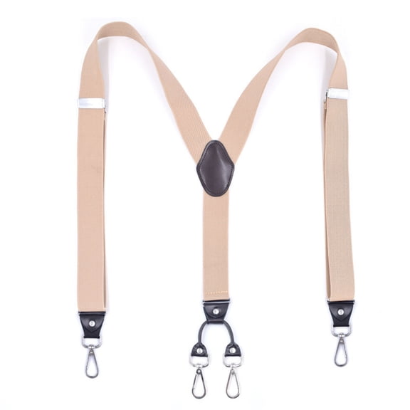 SGFCWSX Men's X-Back Suspenders, 4-Clip Adjustable Elastic Formal Casual Khaki