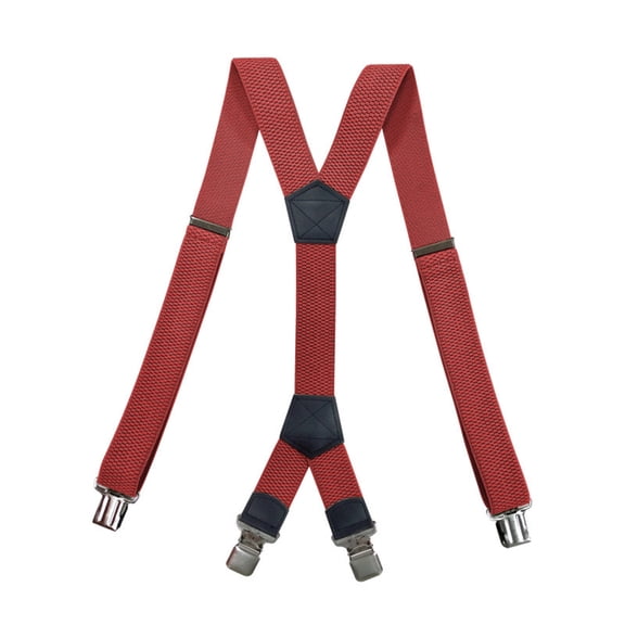SGFCWSX Men's X-Back Suspenders, 4-Clip Adjustable Elastic Formal Casual Red