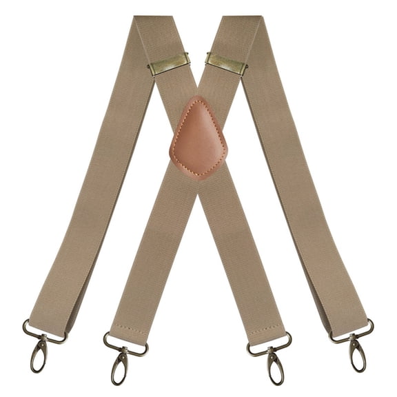 SGFCWSX Men's X-Back Suspenders, 4-Clip Elastic Adjustable Formal Casual Beige
