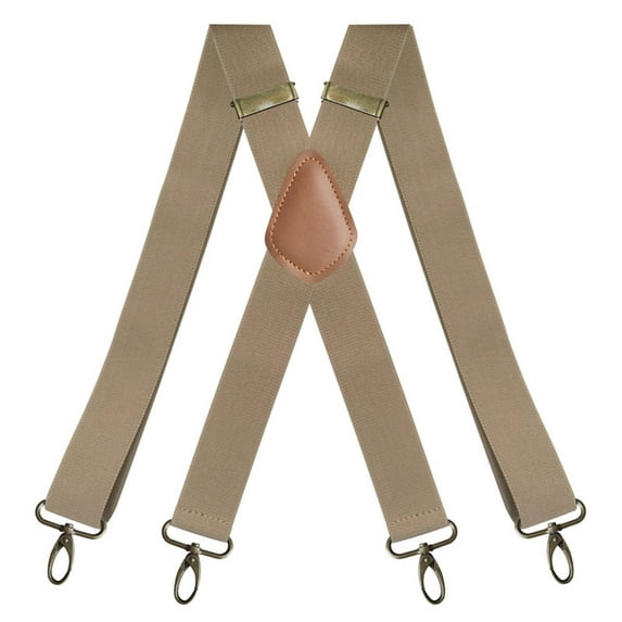 SGFCWSX Men's X-Back Suspenders, 4-Clip Elastic Adjustable Formal Casual Beige