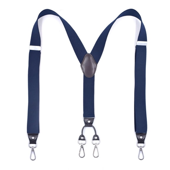SGFCWSX Men's X-Back Suspenders, 4-Clip Elastic Adjustable Formal Casual Navy