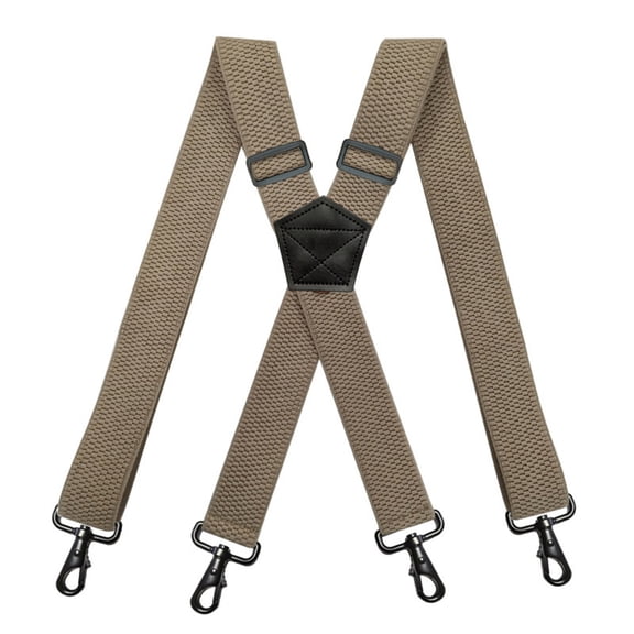 SGFCWSX Men's X-Back Suspenders, Adjustable 4-Clip Elastic Formal Casual Beige