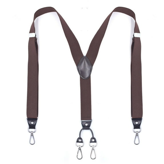 SGFCWSX Men's X-Back Suspenders, Adjustable 4-Clip Elastic Formal Casual Coffee