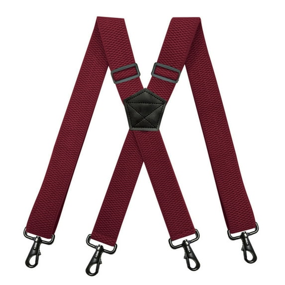 SGFCWSX Men's X-Back Suspenders, Adjustable 4-Clip Elastic Formal Casual Wine