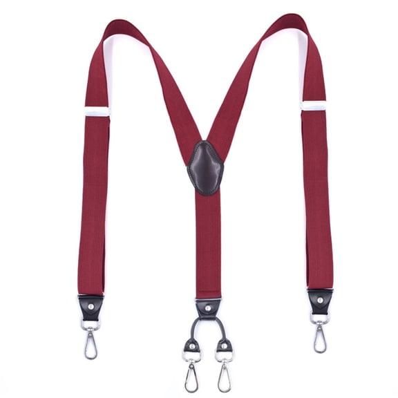 SGFCWSX Men's X-Back Suspenders, Adjustable Elastic 4-Clip Formal Casual Wine