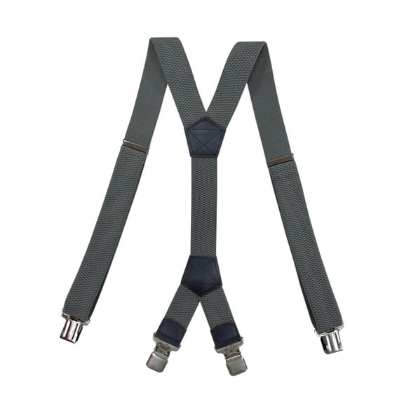 SGFCWSX Men's X-Back Suspenders, Elastic 4-Clip Adjustable Formal Casual Gray