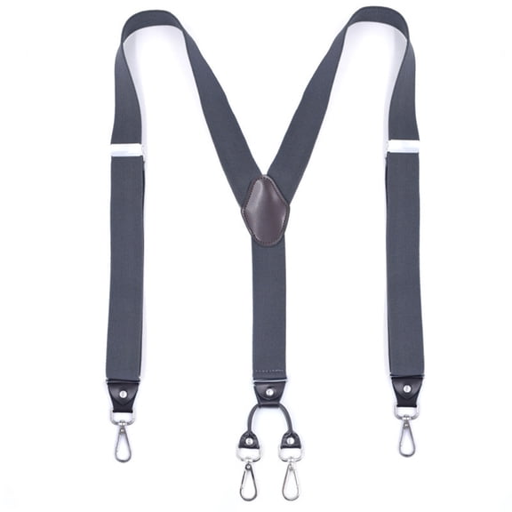 SGFCWSX Men's X-Back Suspenders, Elastic 4-Clip Adjustable Formal Casual Gray