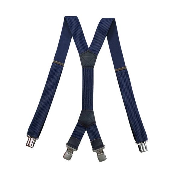 SGFCWSX Men's X-Back Suspenders, Elastic 4-Clip Adjustable Formal Casual Navy
