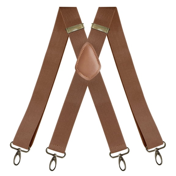 SGFCWSX Men's X-Back Suspenders, Elastic Adjustable 4-Clip Formal Casual Brown
