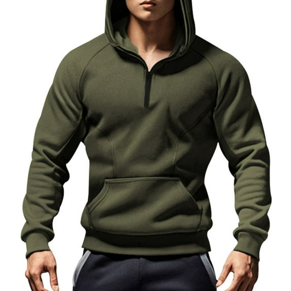 SGFCWSX Mens 1/4 Zip Pullover Fleece Hoodie Men with Pocket Warm Athletic Hooded Sweatshirt Army Green Size 3XL