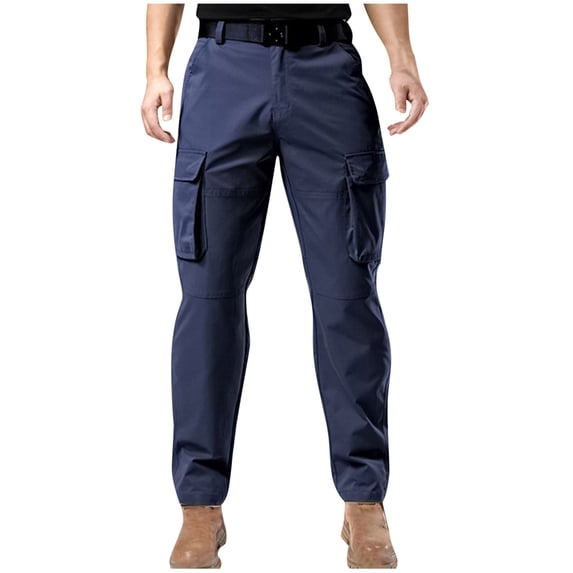 SGFCWSX Mens Cargo Pants– Casual Straight-Leg Utility Stretch Trousers Workwear Pants with Multiple Pockets Navy Size L