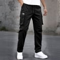 thumbnail image 1 of SGFCWSX Mens Cargo Pants Elastic Waist Drawstring Multi Pockets Stretch Lightweight Straight Leg Casual Athletic Outdoor Work Pants Black Size S, 1 of 9