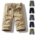 thumbnail image 1 of SGFCWSX Mens Cargo Shorts, Elastic Waist Solid Color Outdoor Hiking Athletic Short Pants Men's Casual Shorts with Pockets Khaki Size 2XL, 1 of 5