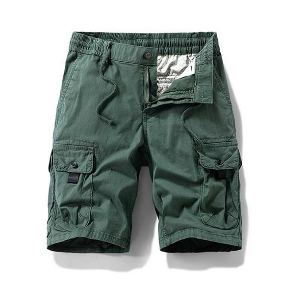 SGFCWSX Mens Cargo Shorts, Lightweight Outdoor Hiking Athletic Short Pants for Men Zipper Casual Shorts with Pockets Army Green Size XL
