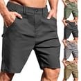 thumbnail image 1 of SGFCWSX Mens Cargo Shorts, Summer Short Pants for Men Outdoor Hiking Elastic Waist Button Casual Shorts with Pockets Black Size L, 1 of 10