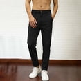 thumbnail image 1 of SGFCWSX Mens Chino Pants Slim Fit Stretch Casual Tapered Trousers with Pockets for Work Office Black Size XL, 1 of 7