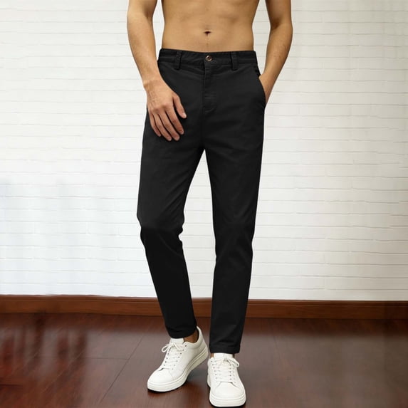 SGFCWSX Mens Chino Pants Slim Fit Stretch Casual Tapered Trousers with Pockets for Work Office Black Size XL