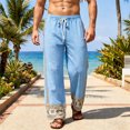 thumbnail image 1 of SGFCWSX Mens Harem Pants Elastic Waist Drawstring Print Loose Pockets Boho Hippie Beach Yoga Casual Pants Light Blue Size 5XL, 1 of 5