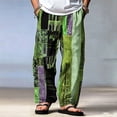 thumbnail image 1 of SGFCWSX Mens Harem Pants Patchwork Elastic Waist Drawstring Pockets Loose Boho Hippie Beach Casual Pants Green Size 4XL, 1 of 9