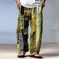 thumbnail image 1 of SGFCWSX Mens Harem Pants Patchwork Elastic Waist Drawstring Pockets Loose Boho Hippie Beach Casual Pants Yellow Size 5XL, 1 of 9