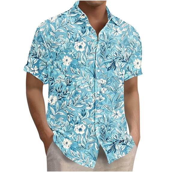 SGFCWSX Mens Hawaiian Shirt Short Sleeve Button Down Printed Lightweight Beach Casual Vacation Shirt Multicolor Size 2XL