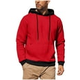 thumbnail image 1 of SGFCWSX Mens Hooded Sweatshirt Men Fleece Regular Color Block Casual Pullover Hoodie Red Size XL, 1 of 9