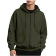 thumbnail image 1 of SGFCWSX Mens Hooded Sweatshirt with Pockets Men Zip Up Fleece Relaxed Everyday Hoodie Jacket Army Green Size S, 1 of 9
