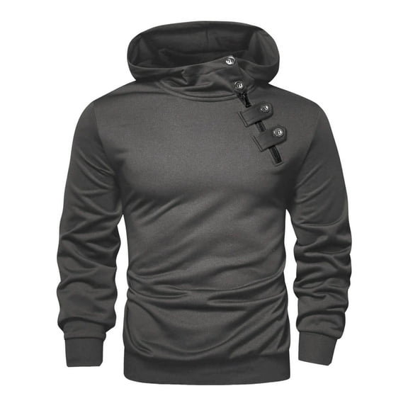 SGFCWSX Mens Hoodie Mens Fleece Sweatshirt Warm Loose Soft Daily Outdoor Pullover Dark Gray Size M