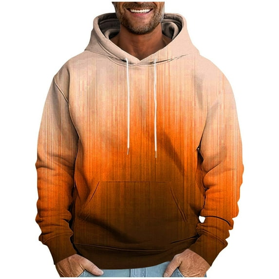 SGFCWSX Mens Oversized Hoodie Men Fleece Lined Gradient with Drawstring Hood Soft Pullover Sweatshirt Orange Size 3XL