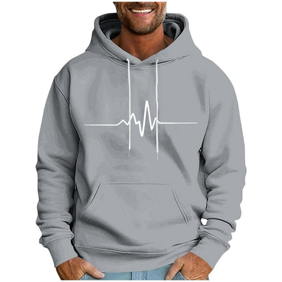 SGFCWSX Mens Oversized Hoodie Men Fleece Lined Graphic with Drawstring Hood Casual Pullover Sweatshirt Gray Size 4XL