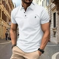 thumbnail image 1 of SGFCWSX Mens Polo Shirts Casual Business Top for Men Short Sleeve Slim Fit Golf Shirts with Pocket White Size 2XL, 1 of 6