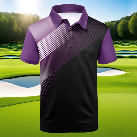SGFCWSX Mens Polo Shirts Short Sleeve Moisture-Wicking Slim Fit Quick-Dry Gradient Casual Golf Shirts for Men Multicolor Size 3XL