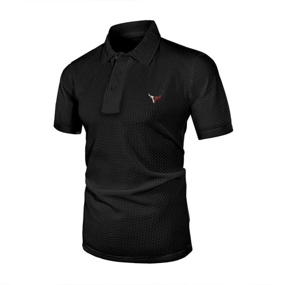 SGFCWSX Mens Polo Shirts Short Sleeve Solid Slim Fit Comfortable Waffle Casual Golf Shirts for Men Black Size L
