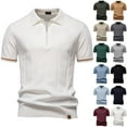 thumbnail image 1 of SGFCWSX Mens Polo Shirts Slim Fit Ribbed Knit Short Sleeve Zipper Casual Golf Shirts for Men White Size 2XL, 1 of 9