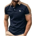 thumbnail image 1 of SGFCWSX Mens Polo Shirts Slim Fit Short Sleeve Color Block Daily Moisture Wicking Casual Shirts for Men Navy Size L, 1 of 2