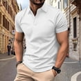 thumbnail image 1 of SGFCWSX Mens Polo Shirts Slim Fit V-Neck Solid Short Sleeve Casual Daily Golf Shirts for Men White Size 3XL, 1 of 6