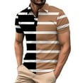thumbnail image 1 of SGFCWSX Mens Polo Shirts Striped Short Sleeve Slim Fit Casual Golf Shirts for Men Brown Size XL, 1 of 4