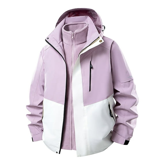 SGFCWSX Mens Rain Jacket 3 in 1 Men Waterproof Windproof Hiking Hooded Outdoor Coat Multicolor Size L