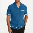 thumbnail image 1 of SGFCWSX Mens Short Sleeve Button Down Shirts, Men's Breathable Knit Button Up Shirt with Chest Pocket Blue Size L, 1 of 9