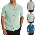 thumbnail image 1 of SGFCWSX Mens Short Sleeve Button Down Shirts, Men's Breathable Knit Button Up Shirt with Chest Pocket Green Size 3XL, 1 of 10