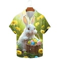 thumbnail image 1 of SGFCWSX Mens Short Sleeve Button Down Shirts, Men's Easter Graphic Print Casual Shirt for Holiday Party White Size 2XL, 1 of 5