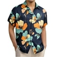 thumbnail image 1 of SGFCWSX Mens Short Sleeve Button Down Shirts, Men's Loose Fit Floral Print Button Up Shirt for Summer Outfits Multicolor Size XL, 1 of 5
