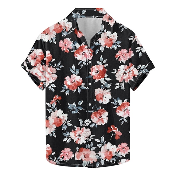 SGFCWSX Mens Short Sleeve Button Down Shirts, Men's Tropical Palm Tree Print Hawaiian Shirt for Beach Vacation Multicolor Size XL