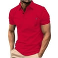 thumbnail image 1 of SGFCWSX Mens Short Sleeve Slim Fit Polo Shirts Quick-Dry Classic Moisture Wicking Casual Golf Shirts for Men Red Size XL, 1 of 5